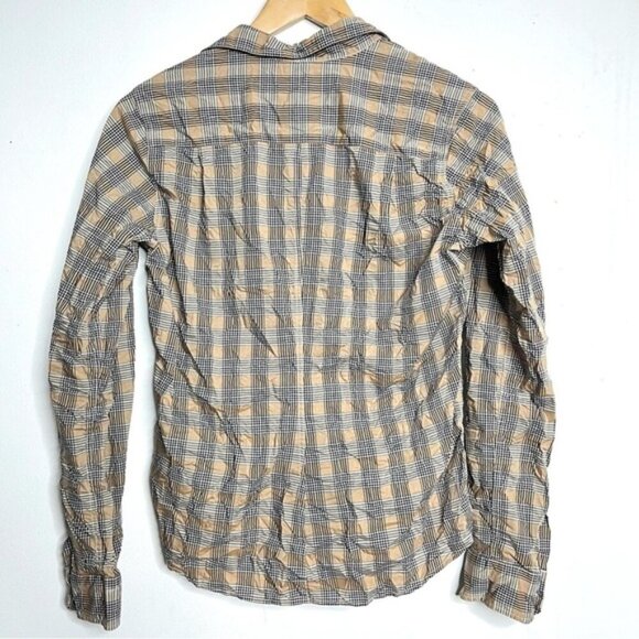 Frank & Eileen Barry Crinkle Black and Tan Long Sleeve Shirt Women Size XS - Picture 2 of 6